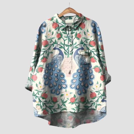 Naelira™ | 2025 – Blusa Giardino Pavone