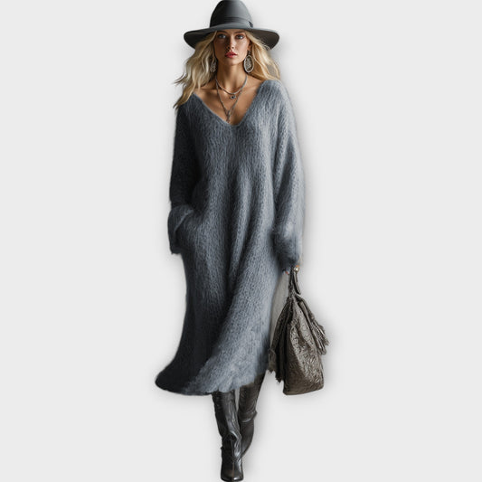 Vestido Pullover V-Neck Fuzzy Luxe