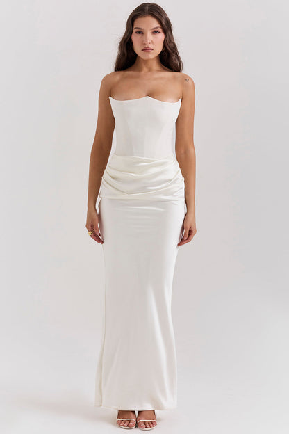 Paloma - Vestido Maxi Elegante de Satén Sin Mangas