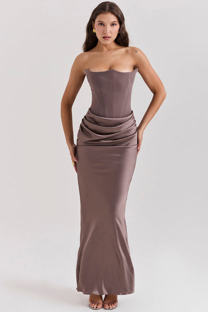 Paloma - Vestido Maxi Elegante de Satén Sin Mangas