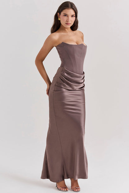 Paloma - Vestido Maxi Elegante de Satén Sin Mangas