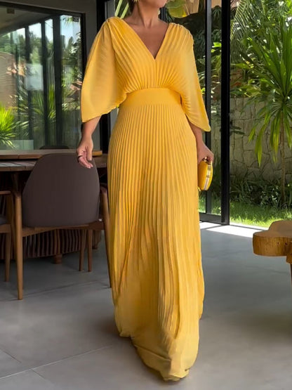 Jennifer | RIA™ Vestido Largo Acanalado Flotante