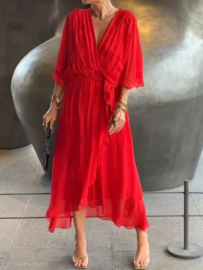 Monica | Vestido de muselina de seda con escote en V