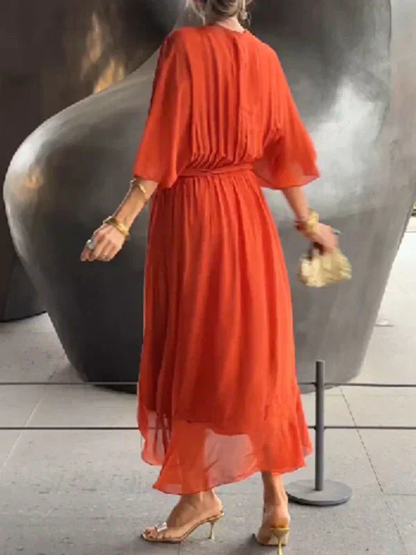 Monica | Vestido de muselina de seda con escote en V