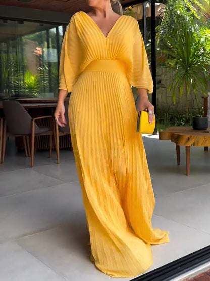 RIA™ - Vestido Maxi Acanalado Flotante