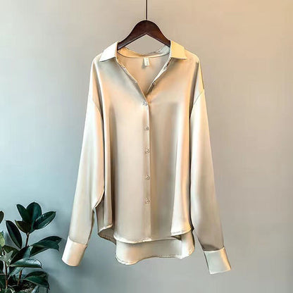 Olivia - Blusa de Satén Luxe de Manga Larga