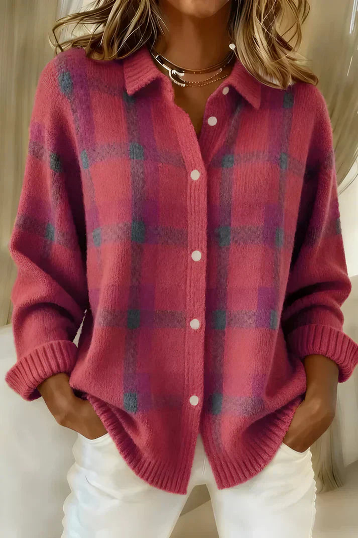 GISÈLE – CAMISA DE PUNTO A CUADROS SUAVES