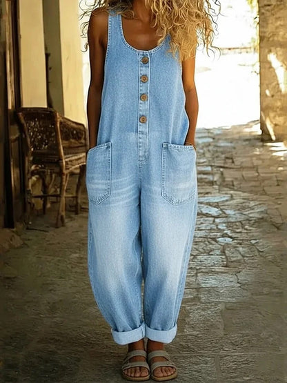 Nancy | Pantalón Salopette de Denim de Algodón Lavado Vintage