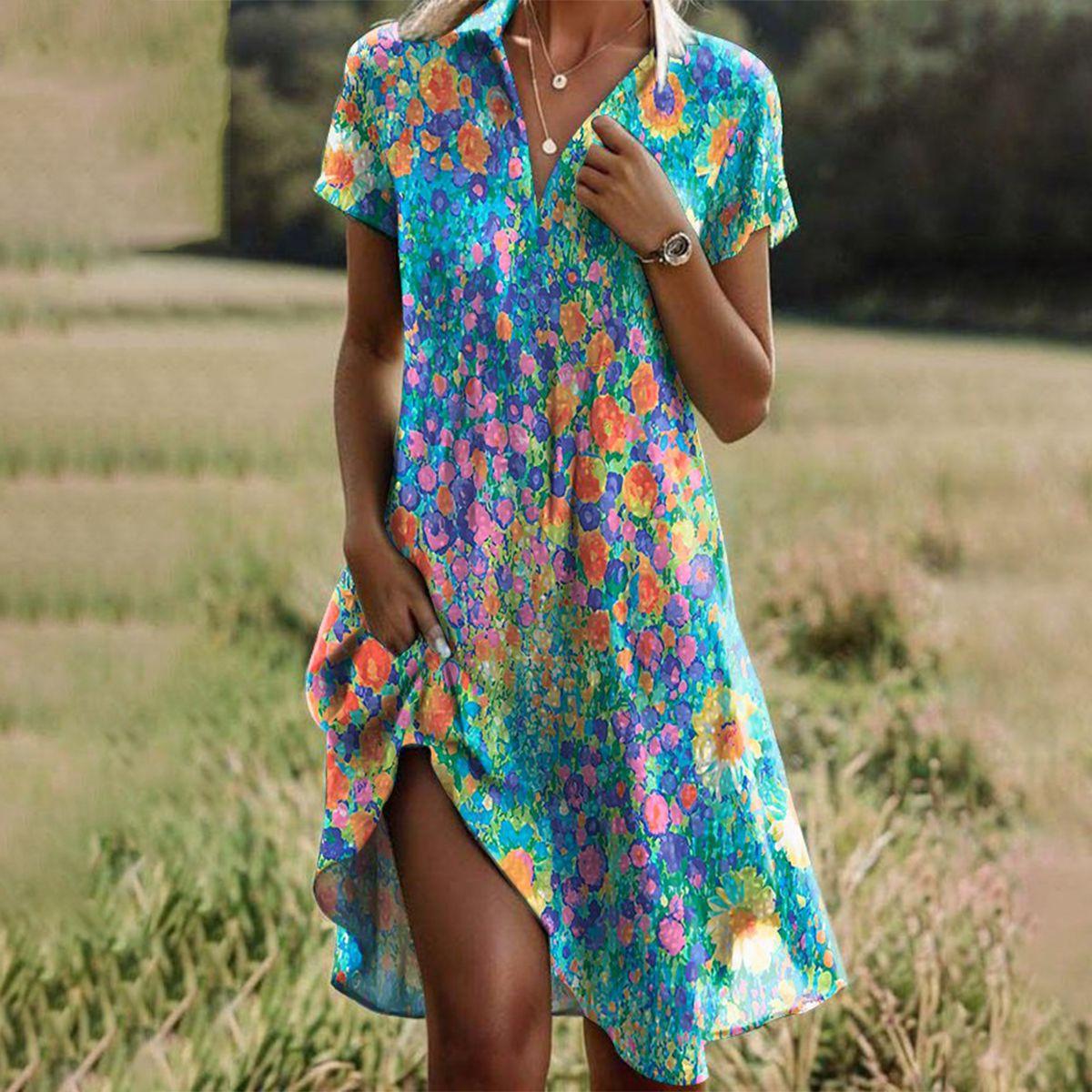 Taylor - Vestido Vintage Boho con Escote en V