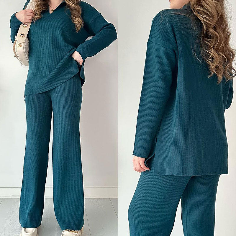 Erin - Conjunto Casual de Dos Piezas con Escote en V