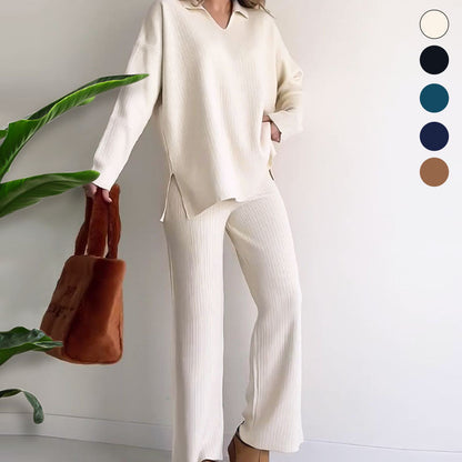 Erin - Conjunto Casual de Dos Piezas con Escote en V