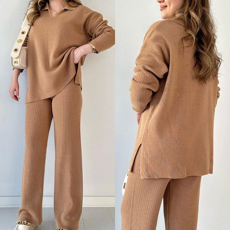 Erin - Conjunto Casual de Dos Piezas con Escote en V