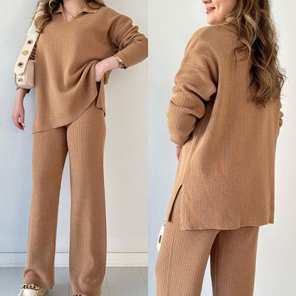Erin - Conjunto Casual de Dos Piezas con Escote en V