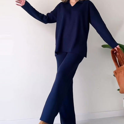 Erin - Conjunto Casual de Dos Piezas con Escote en V