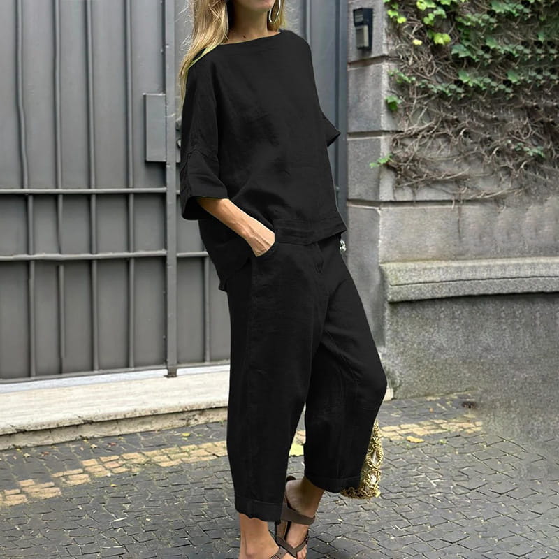 EMMA – CONJUNTO COMPLETO EN ALGODÓN-LINO CASUAL