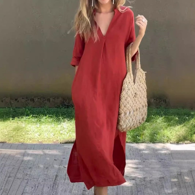 DELILAH – VESTIDO DE NOCHE ELEGANTE CON ABERTURA EN V