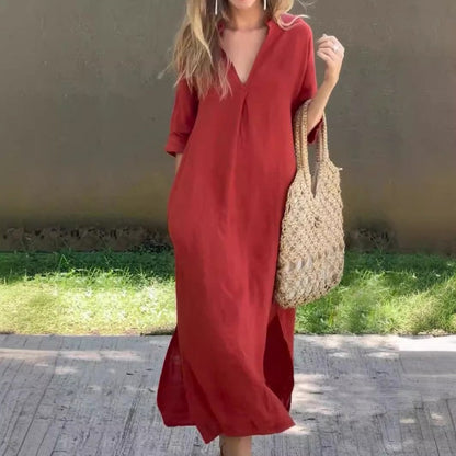 DELILAH – VESTIDO DE NOCHE ELEGANTE CON ABERTURA EN V