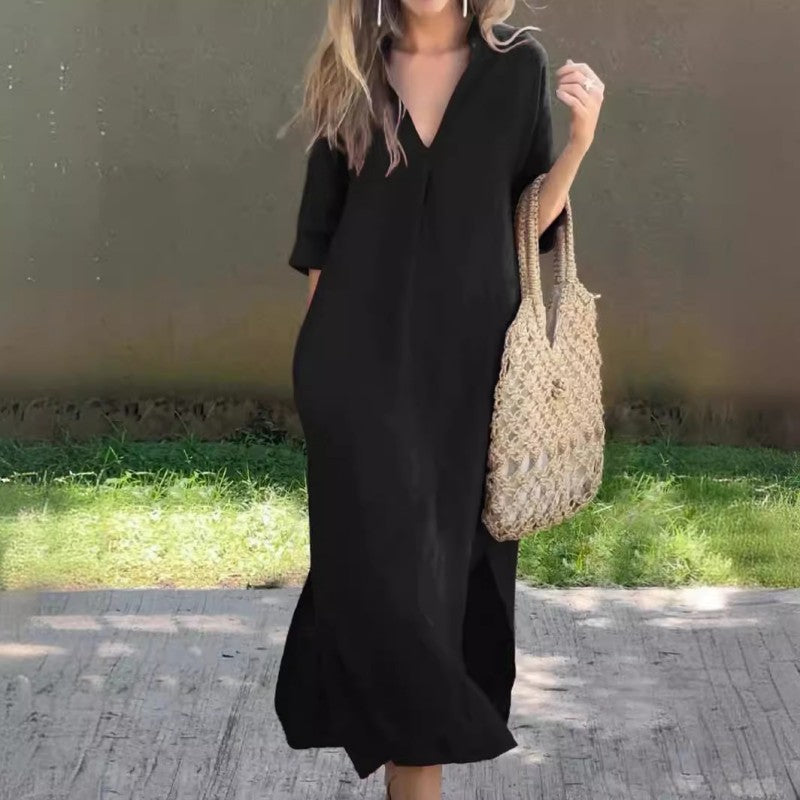 DELILAH – VESTIDO DE NOCHE ELEGANTE CON ABERTURA EN V