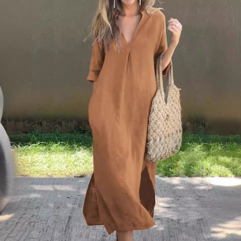 DELILAH – VESTIDO DE NOCHE ELEGANTE CON ABERTURA EN V