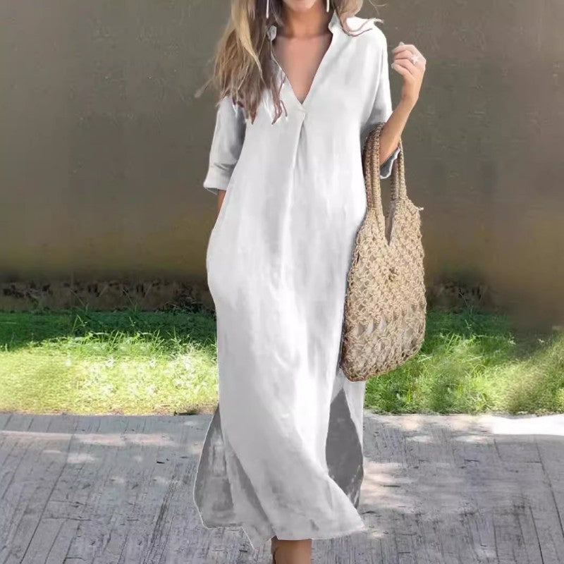 DELILAH – VESTIDO DE NOCHE ELEGANTE CON ABERTURA EN V