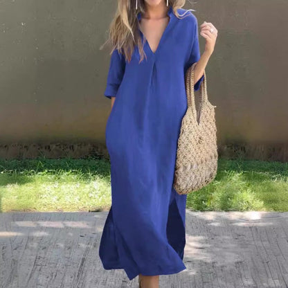 DELILAH – VESTIDO DE NOCHE ELEGANTE CON ABERTURA EN V