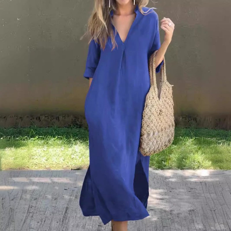 DELILAH – VESTIDO DE NOCHE ELEGANTE CON ABERTURA EN V