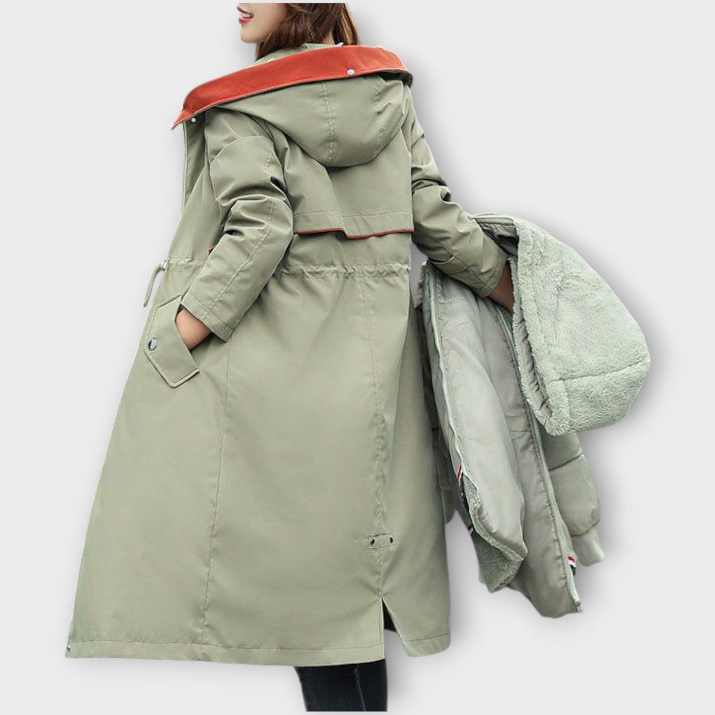 Parka Invernal Largo de Piel Sintética