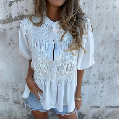 Megan - Blusa con Mangas de Globo y Botones