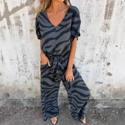 Evelina | Top y Pantalones con Estampado de Cebra en V