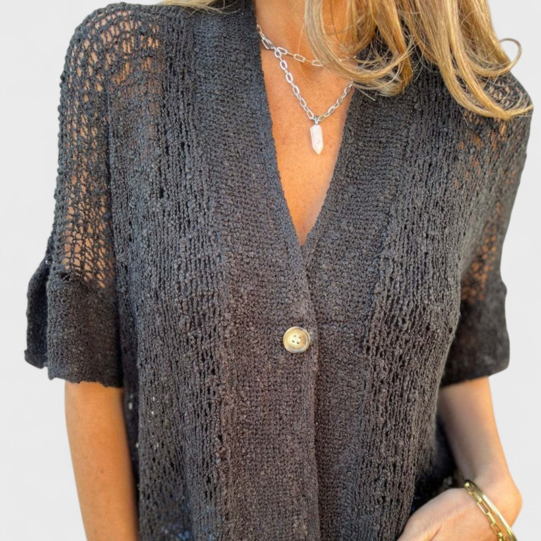 Varrea - Blusa de mujer de color sólido con un botón