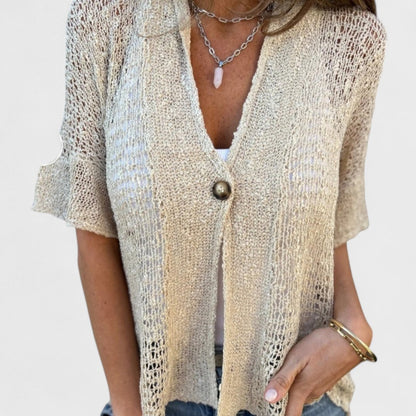 Varrea - Blusa de mujer de color sólido con un botón