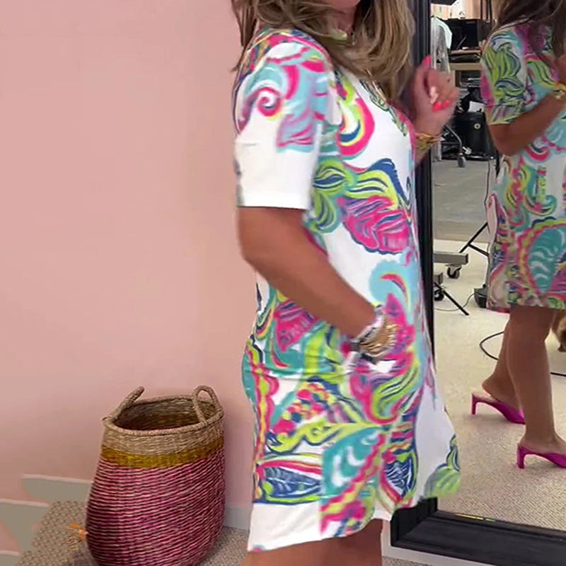 Ámbar | Vestido de Escote en V Impreso Colorido