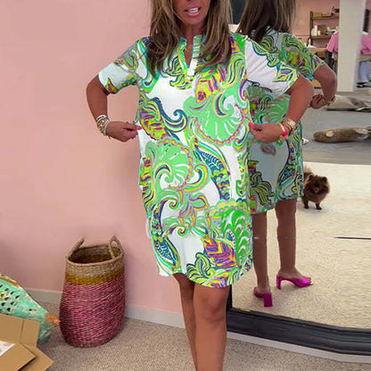 Ámbar | Vestido de Escote en V Impreso Colorido