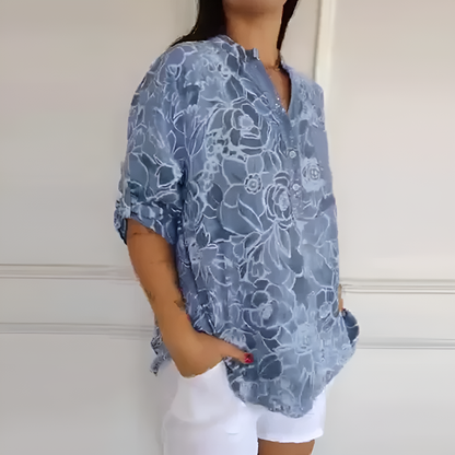 ISA I BLUSA FLORAL CON ESCOTE EN V