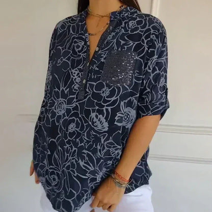 ISA I BLUSA FLORAL CON ESCOTE EN V