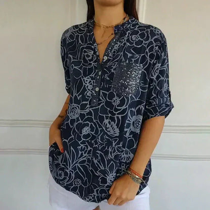 ISA I BLUSA FLORAL CON ESCOTE EN V