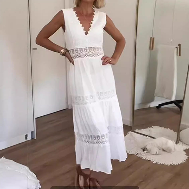 Nancy – Vestido Maxi con Espalda de Encaje y Escote en V