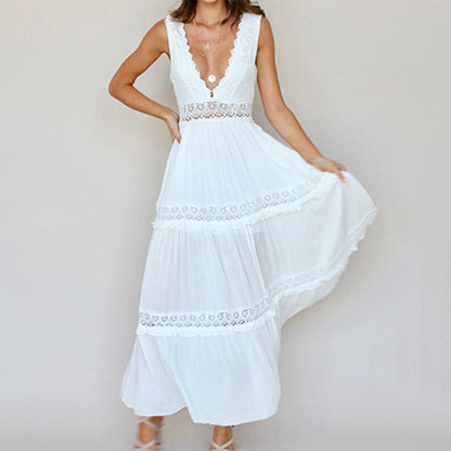 Nancy – Vestido Maxi con Espalda de Encaje y Escote en V