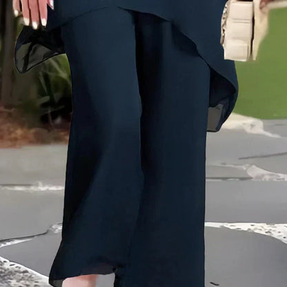 Conjunto con pantalones palazzo drapeados