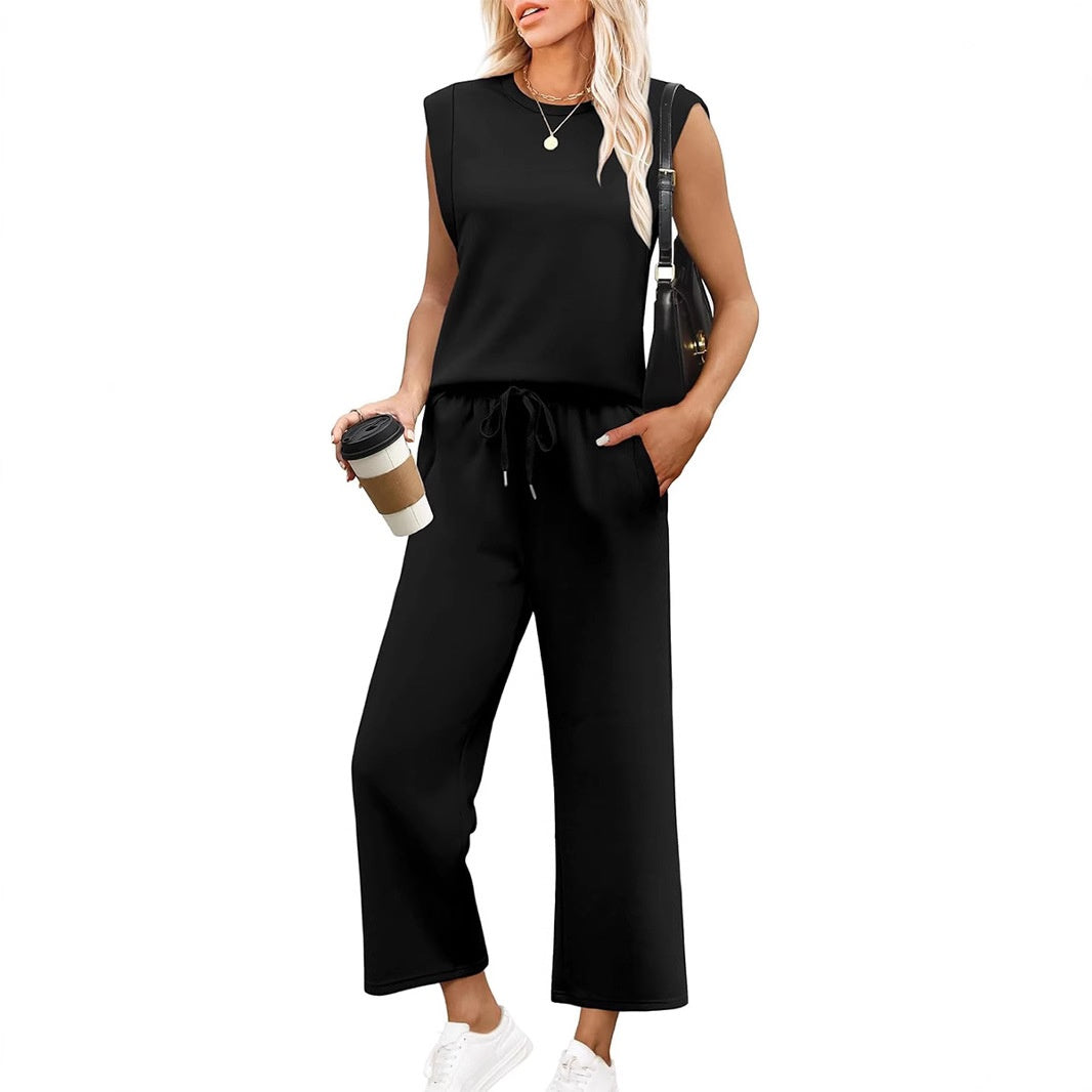 AVALINA – TOP SIN MANGAS CASUAL Y PANTALONES CORTOS ANCHOS