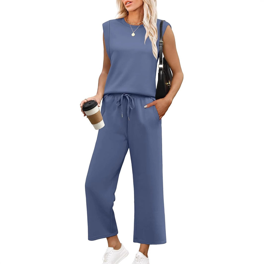 AVALINA – TOP SIN MANGAS CASUAL Y PANTALONES CORTOS ANCHOS