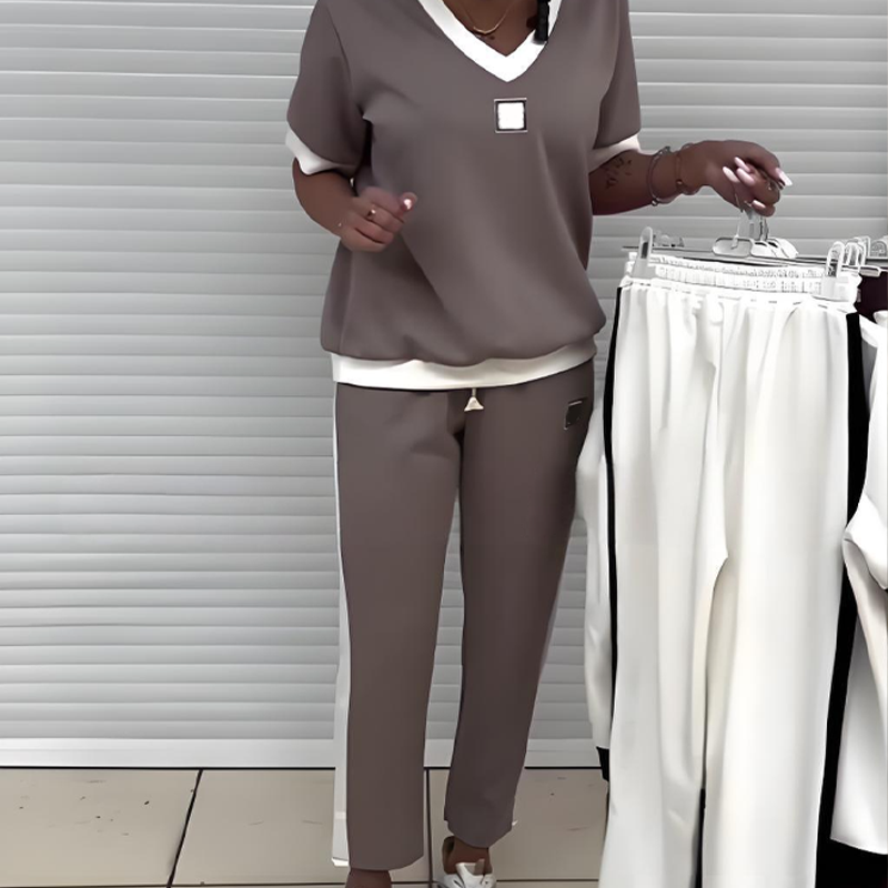 Maliah | Conjunto Casual con Top en V y Pantalones