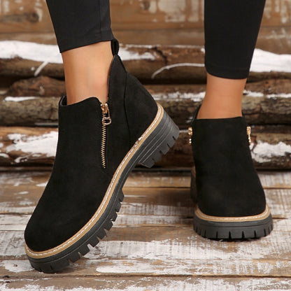 Botas de mujer con puntera redonda y cremallera lateral