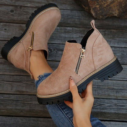 Botas de mujer con puntera redonda y cremallera lateral