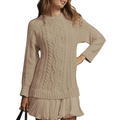 El Vestido A-Line de Punto Cableado - El Vestido de Suéter Halagador