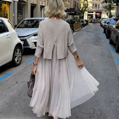 Conjunto Completo Donna 2 Piezas: Vestido y Top de Manga Larga