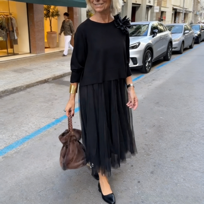 Conjunto Completo Donna 2 Piezas: Vestido y Top de Manga Larga