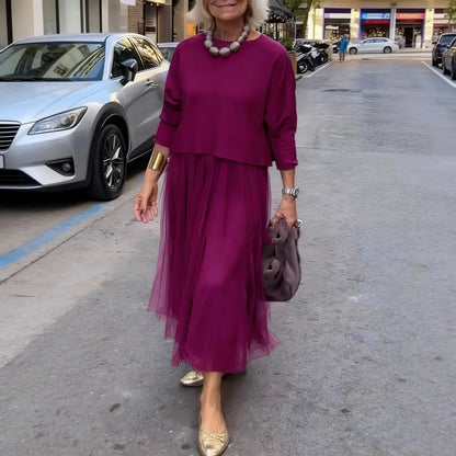 Conjunto Completo Donna 2 Piezas: Vestido y Top de Manga Larga