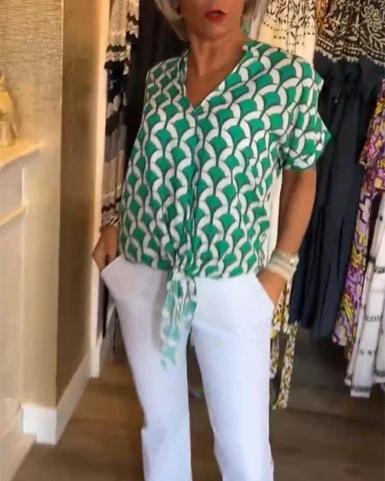 Audrey | Top Casual con Estampado y Escote en V