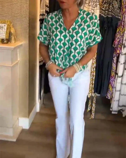 Audrey | Top Casual con Estampado y Escote en V